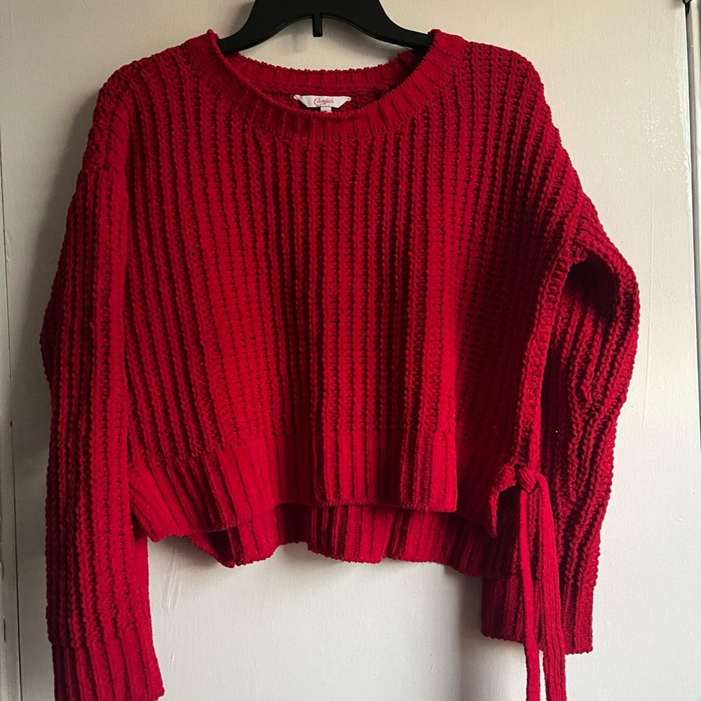 Cozy Red Knit Women's Crop top Sweater